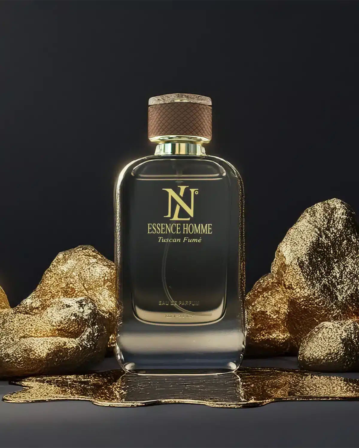 LN Essence 50ml bottle blue gold dark studio